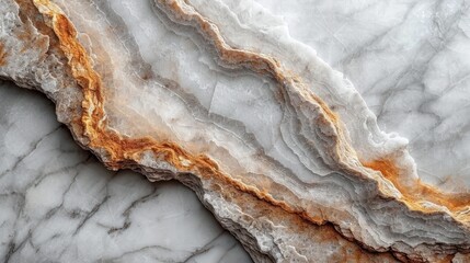 Poster -  a close up of a marbled surface with a brown and white stripe on the left side of the image.