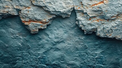 Sticker -  a close up of a rock wall with a rusted paint on the top and bottom of the rock, with a small amount of rust on the bottom of the wall.