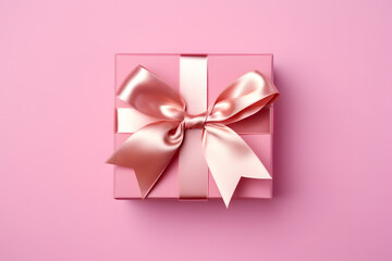 Wall Mural - Pink Valentine gift box with ribbon