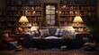 Serene Eclectic Style Reading Room with Mismatched Furniture and Cozy Ambiance - AI-Generative