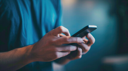 Poster - Person's hands are shown using a smartphone, with the focus on the hands and the phone