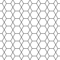 Wall Mural - Geometric seamless pattern. Repeating hexagon lattice. Repeated black honeycomb isolated on white background. Modern abstract hexagonal design for prints. Repeat line texture. Vector illustration