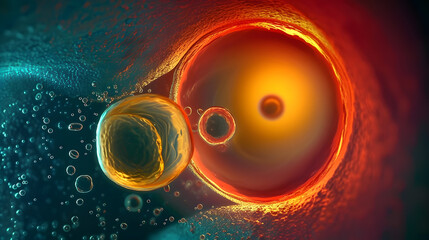 Wall Mural - fertilization of a ovum seen from the microscope, the miracle of life
