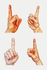 Poster - A drawing depicting a hand showcasing various gestures. This versatile image can be used to convey different messages or concepts