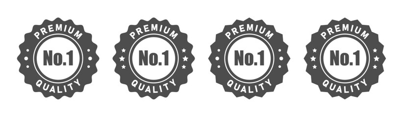Aufkleber - No 1 premium quality logo stamp set with pointed and rounded zig zag style in grey and white color. No.1 quality logo grey icon vector design for brand label or banner