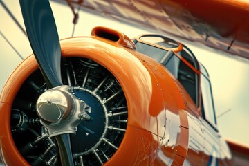 Poster - A close up view of a propeller on a plane. This image can be used to showcase the details and mechanics of a plane propeller.