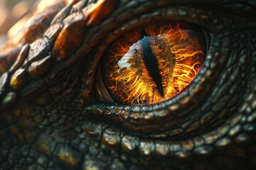 Aufkleber - A close-up view of a dragon's eye. This image can be used to depict mythical creatures, fantasy worlds, or magical elements