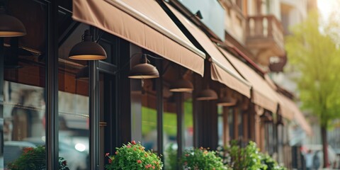 Poster - A row of planters adorning the side of a building. Perfect for adding a touch of greenery to any urban space