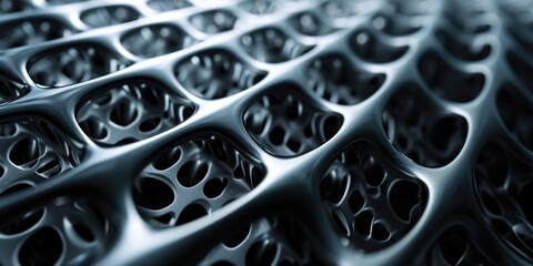Poster - A detailed view of a metal surface with holes. This image can be used to depict industrial processes, manufacturing, or construction.