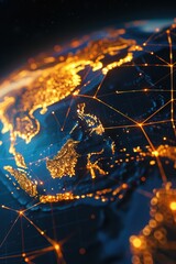 Poster - A detailed close-up view of a map of the world. This image can be used for educational purposes or in presentations about global geography