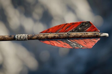 Poster - A detailed close-up of an arrow attached to a stick. Can be used to depict direction, guidance, or target aiming.