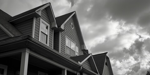 Poster - A black and white photo of a house. Suitable for various uses