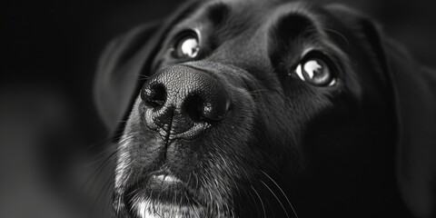 Poster - A close up of a black dog's face. Suitable for pet-related designs or animal-themed projects