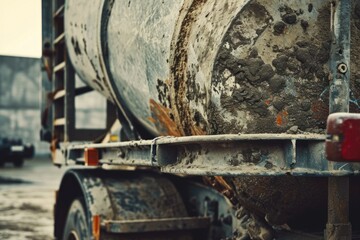 Poster - A close up view of a truck with a tank on the back. This image can be used to depict transportation, logistics, or industrial themes