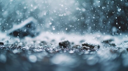 Aufkleber - A close-up view of a rain shower with a blurry background. Suitable for various applications