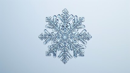 Poster - A single snowflake captured against a vibrant blue sky. Perfect for winter-themed designs and illustrations