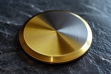 Aufkleber - A close up shot of a metal button on a table. This versatile image can be used for various projects