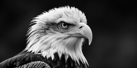Poster - A black and white photo of an eagle. Suitable for nature and wildlife themes