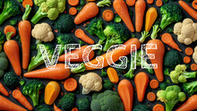 Vegetarian Wallpaper With Colorful Fresh Vegetables Carrot Broccoli Cauliflower Vegan Mosaic 4K