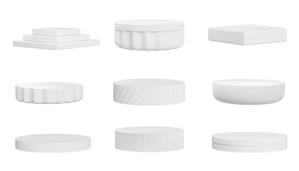 Poster - White podium set pack isolated background 3d rendering