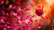 A whirlwind of vibrant tulip petals creating a colorful swirl, falling flower petals, Valentine's Day, dynamic and dramatic compositions, with copy space