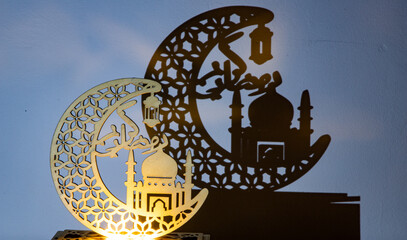 Wall Mural - eid Mubarak lantern at night  Muslim holiday