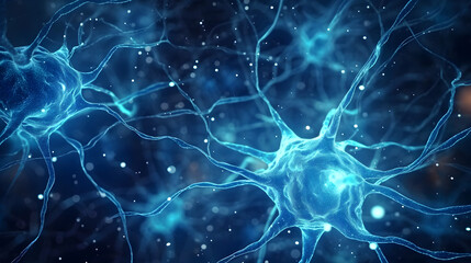 Poster - nerve cell blue color banner.