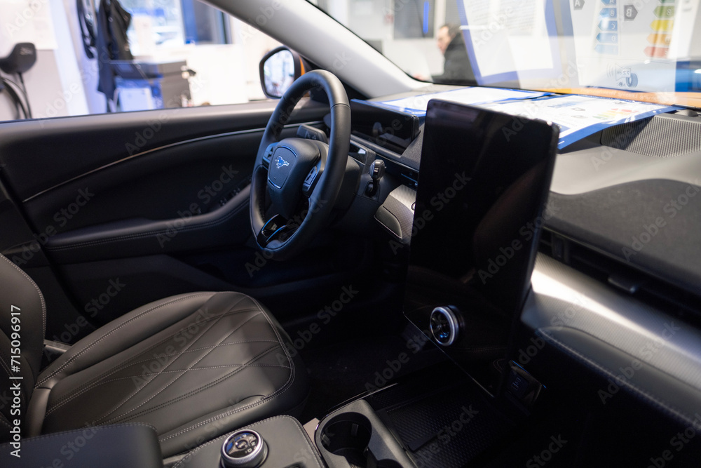 Photo Stock car interior electric Ford Mustang Mach-E, digital ...