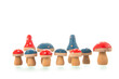 Wooden red and blue mushrooms
