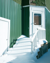 Sticker - A snowy doorstep in Buffalo, New York