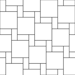 Poster - brick seamless pattern. repeating black square isolated on white background. reticulate outline bloc