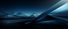 Abstract Triangles And Abstract Clouds Wallpaper, In The Style Of Monochromatic Landscapes, Dark Blue And Light Black, Futuristic Chromatic Waves, Expansive Landscapes, Thin Steel Forms