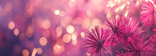 Color Pink Dandelion Flowers On Pink Background Banner