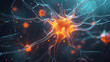 Neurological brain stem cells, firing neurons on dark background, nervous system illustration dementia alzheimer's