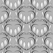 Wild Flowers Seamless Pattern In Modern Style. Delicate Black White Colours. Monochrome Graphic Background. Vector Illustration For Wallpaper, Giftpapers, Textile, Design Projects And Cards.