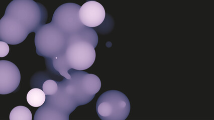 Aufkleber - Abstract 3d fluid metaball shape with violet balls. Synthwave liquid pastel organic droplets with gradient color.
