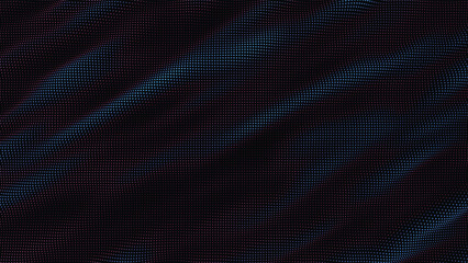 Poster - waves of colorful points. Digital data splash of point array. Futuristic smooth glitch UI element