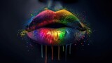 Closeup view of sexual beautiful female open closed lips isolated, Glossy lips, concept female lips. 3D Illustration