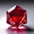 A beautiful and polished red ruby in a hexagonal shape