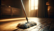 Cleaning Floor With A Mop. Cleaning Service Concept.
