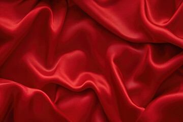 Poster - Red satin background with some smooth folds in it. High quality photo