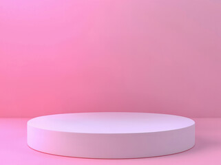 Poster - White podium on pink background with soft shadow and pink wall. High quality photo