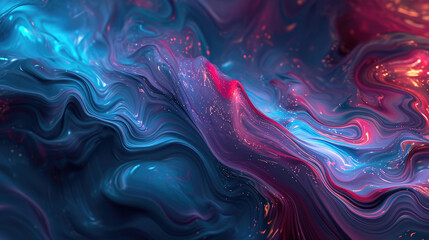 Wall Mural - A fluid background with a mix of bright colors, simulating the appearance of the aurora moving across the night sky