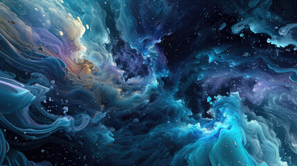 Wall Mural - A fluid background with a cosmic theme featuring a swirling galaxy in outer space colors