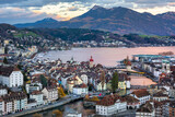 Fototapeta Uliczki - Lucerne city on Lake Lucerne in the swiss Alps mountains, Switzerland