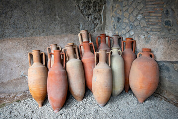 Sticker - Old Clay Jars in House of the Europa Ship - Pompeii - Italy