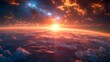 sunrise over the sea nebula  galaxy space wallpaper