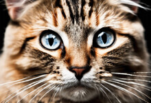 Intense Gaze Of A Tabby Cat With Blue Eyes