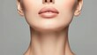 face line correction. a woman with a second chin