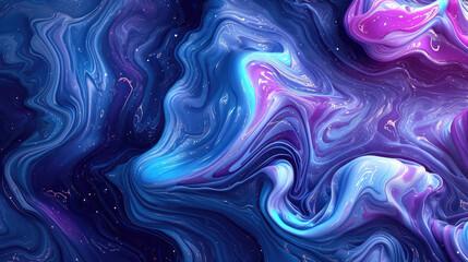 Wall Mural - A fluid background that resembles a starry night sky with swirls of blue and purple